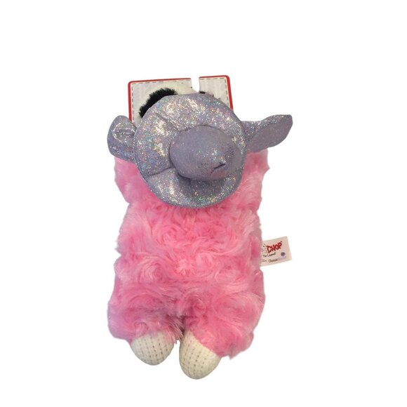 Lamb Chop Halloween Pink Silver Metallic Witch Hat 7" Dog Toy Squeak - Picture 2 of 5
